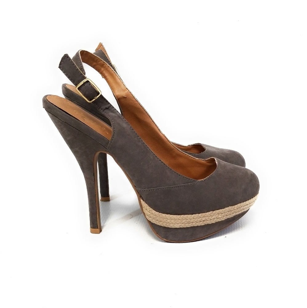 QUPID Women Dark Taupe Gray Platform Pumps Size 8